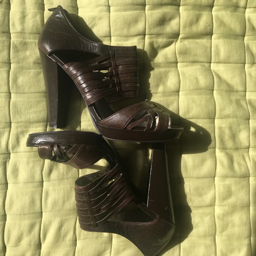 Good condition brown Calvin Klein cage sandals